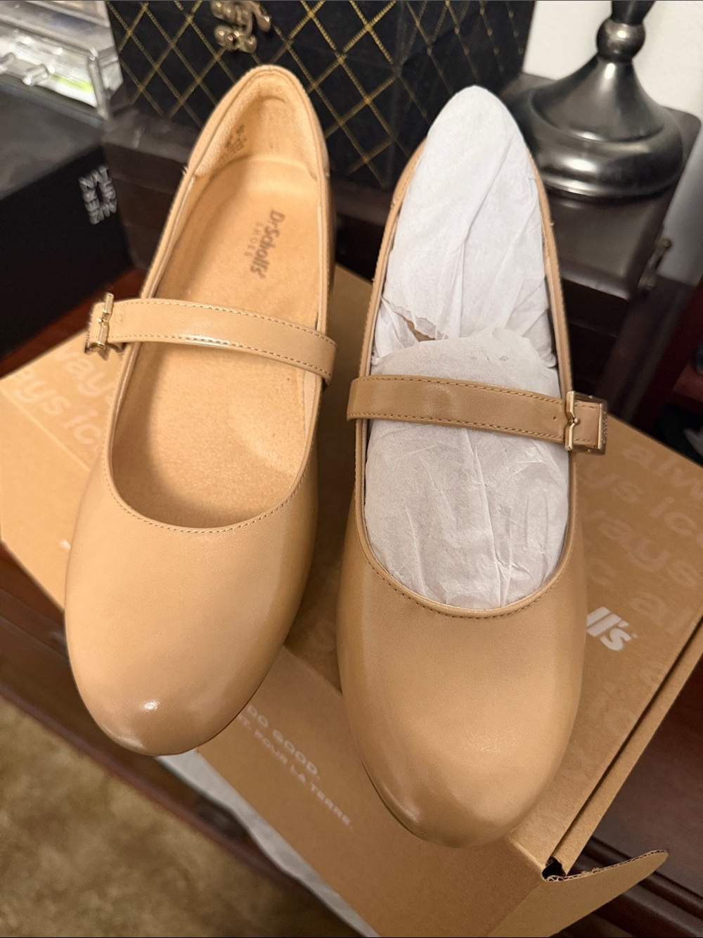 Dr. Scholl's Beige/Tan Mary Jane Flats with Strap